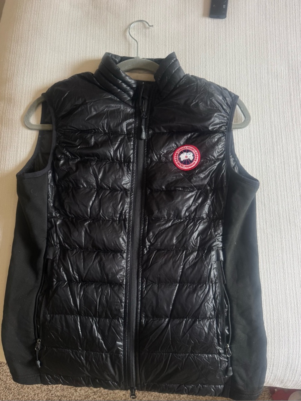 Canada Goose Black Quilted Down Hybrid Vest with Logo Patch